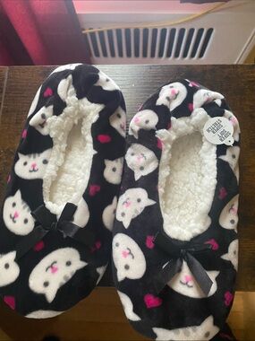 Cozy Black Cat Print Slipper Shoes